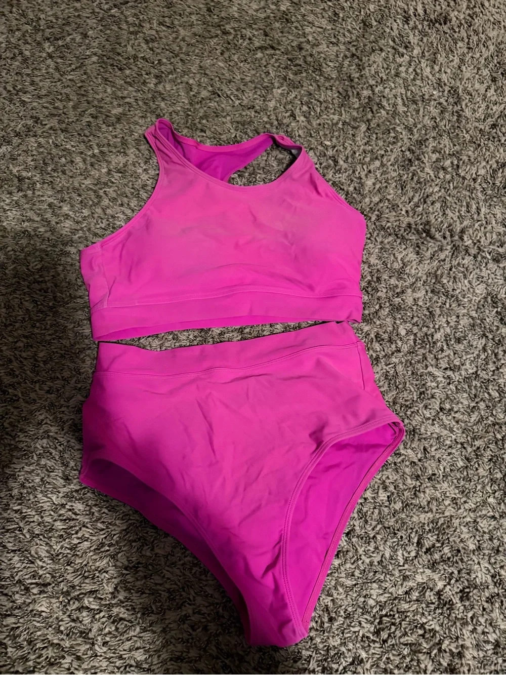 SHEIN Hot Pink High-Waist Two-Piece Bikini